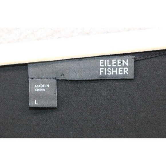 Eileen Fisher Black Semi-Sheer Flowy Top-100% Silk-Size Large - Picture 4 of 9